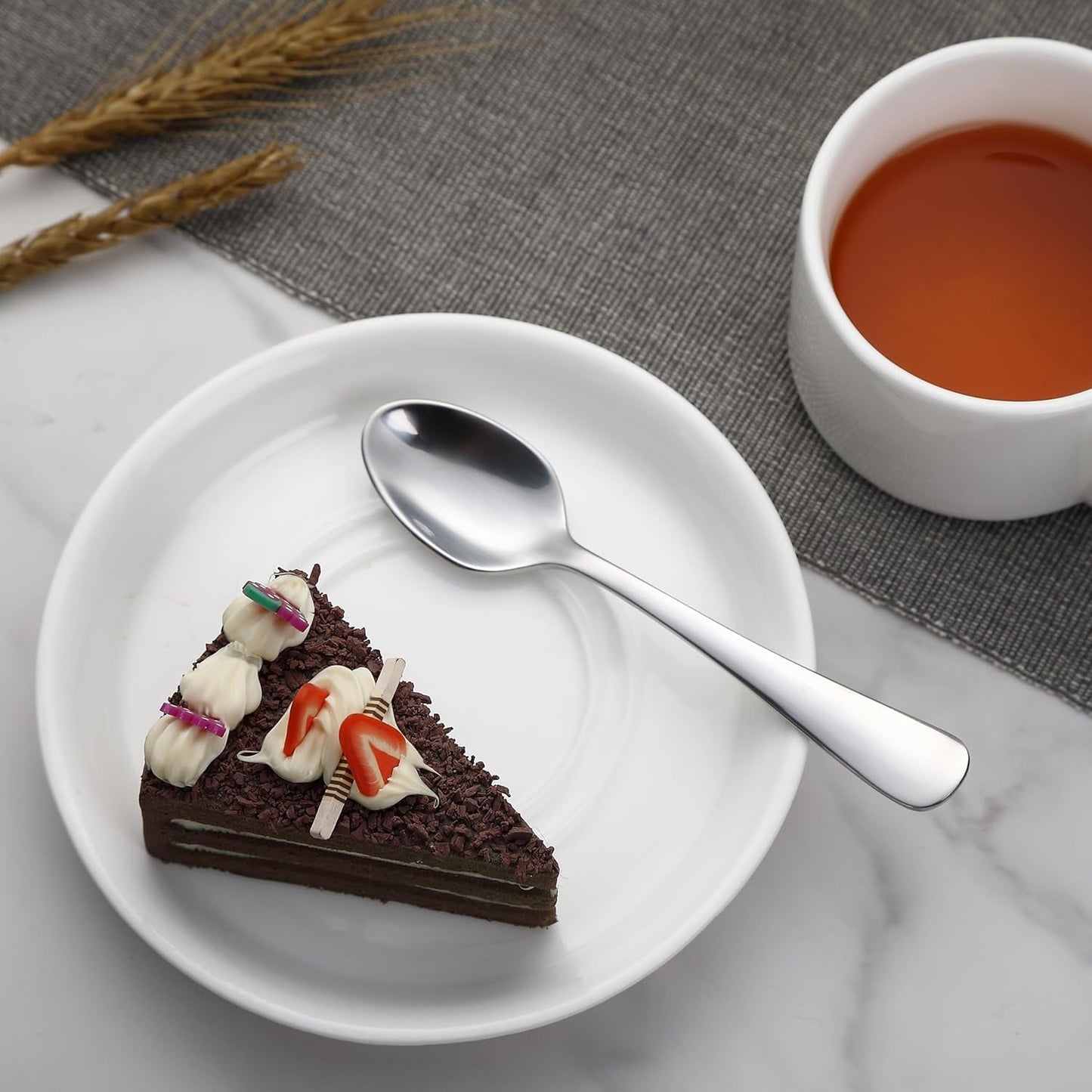 Kaffeske af rustfrit stål, rundkantdesign, pakke med 12, Silver Naty Shop Kitchen