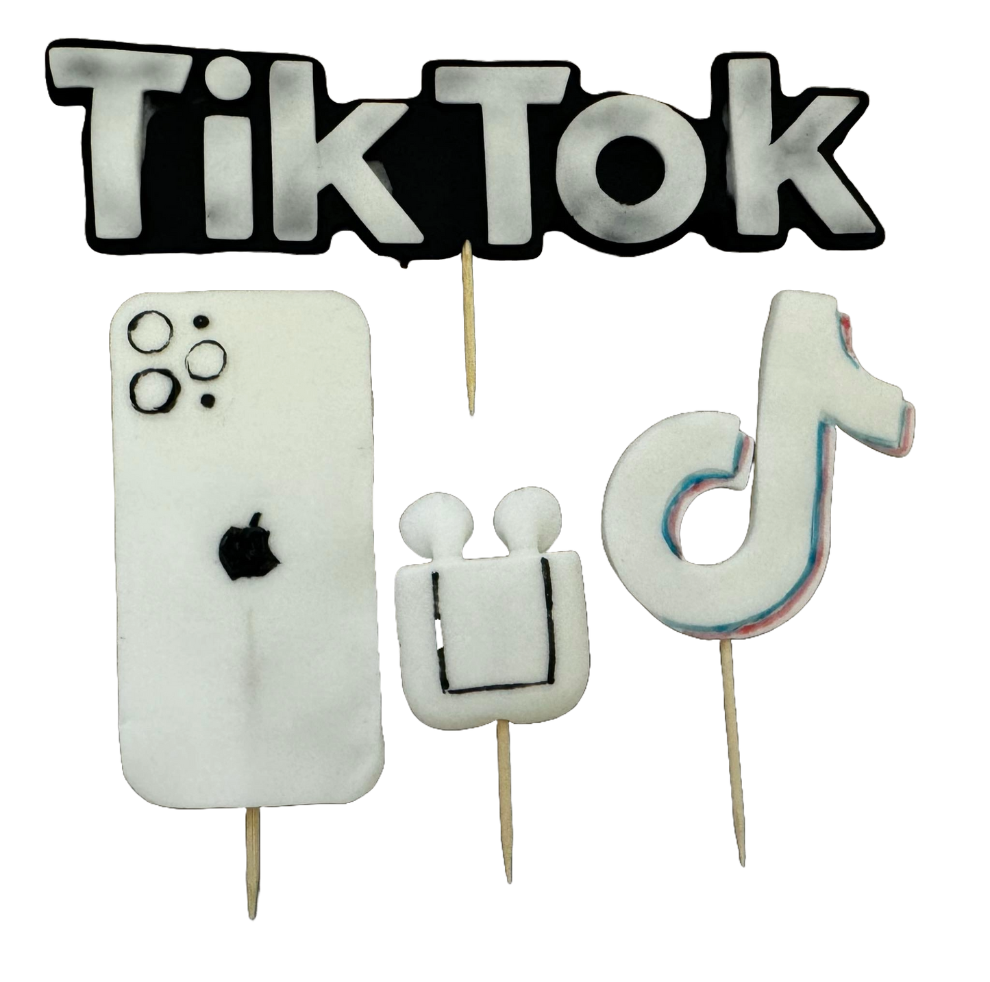 Sæt med 4 spiselige sukkerpasta-dekorationer, TikTok Sugar Paste Decorations Naty Shop