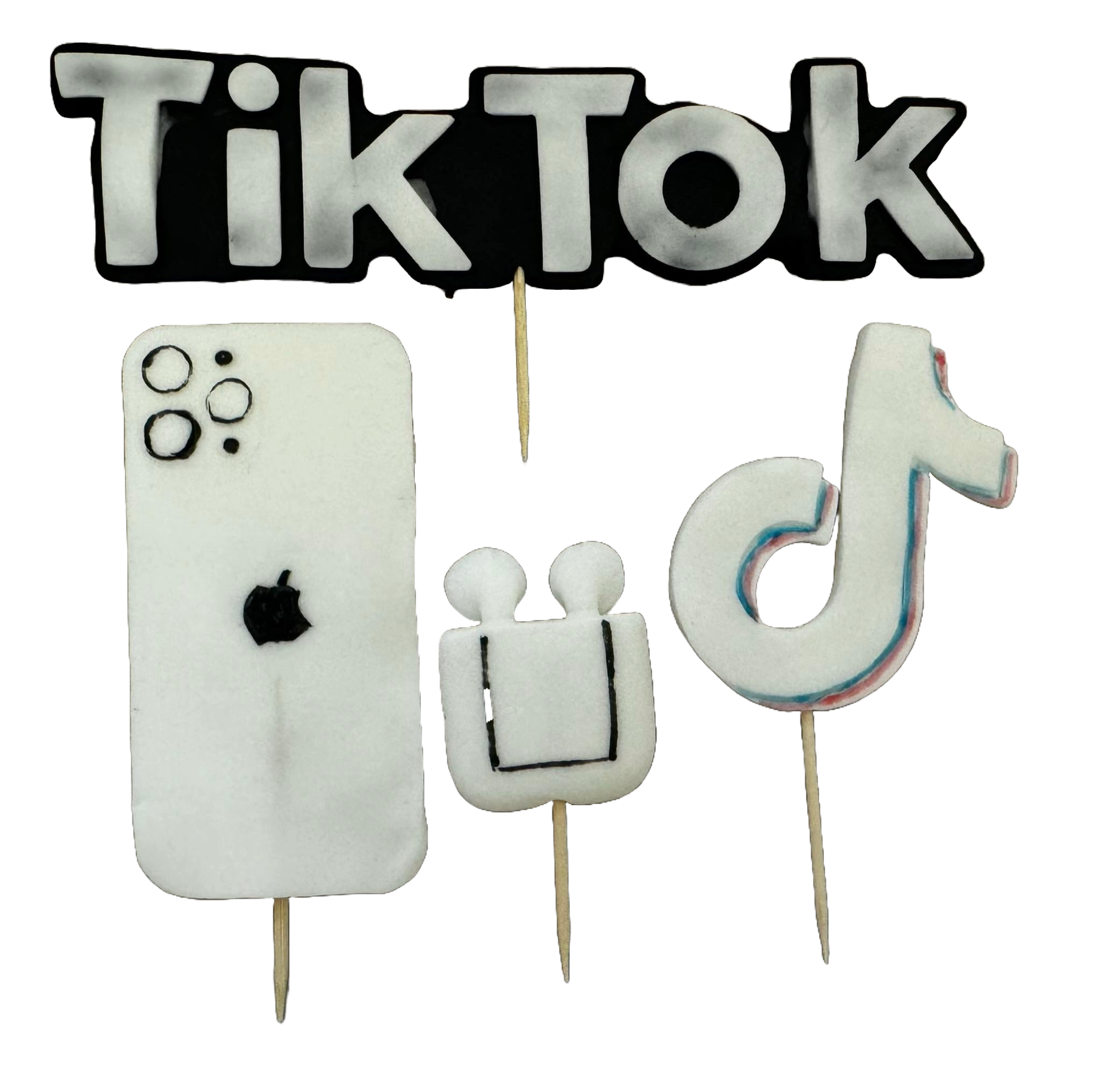 Sæt med 4 spiselige sukkerpasta-dekorationer, TikTok Sugar Paste Decorations Naty Shop