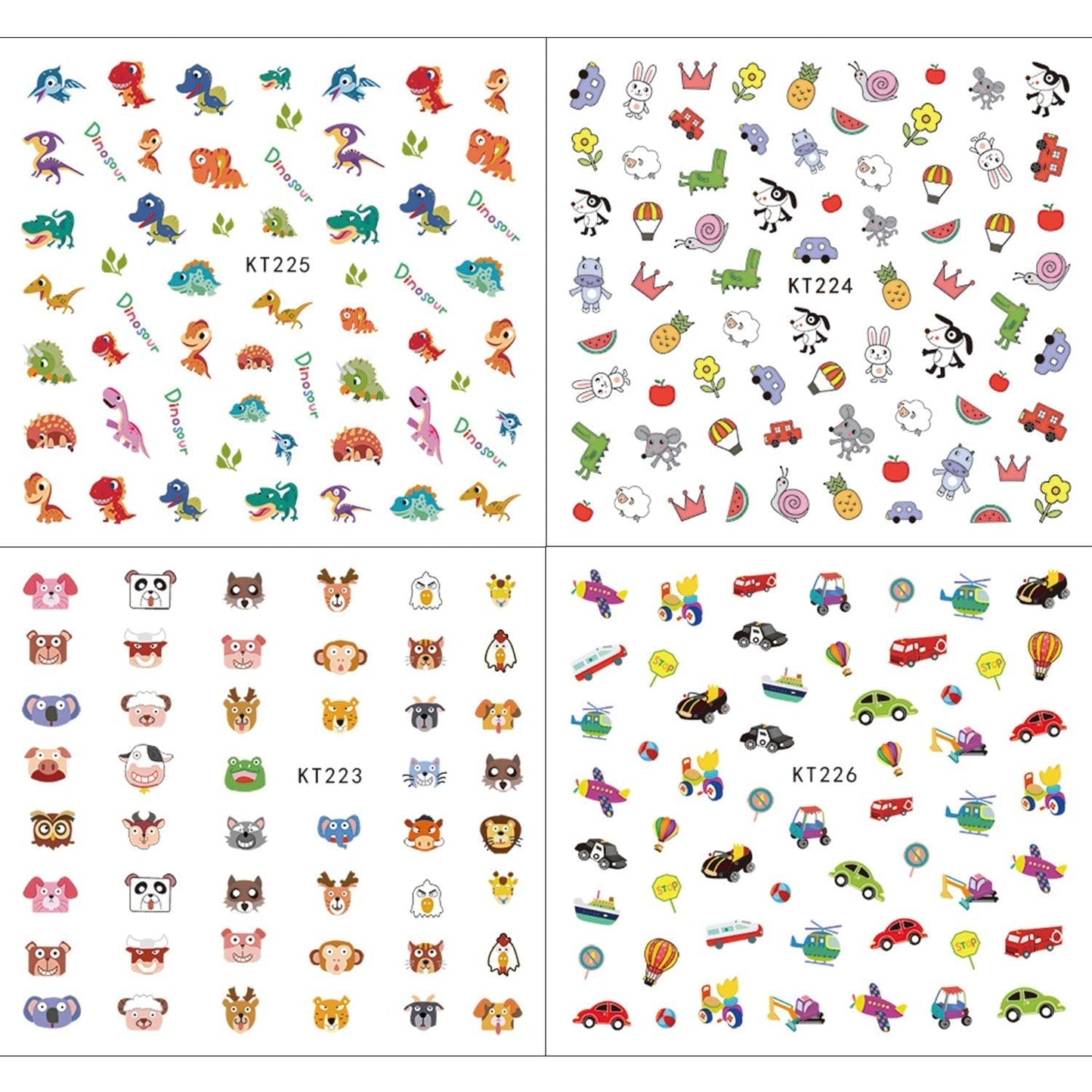 Neglestickers til børn, piger 600+ designs Dyr Frugter Dinosaurer Biler Blomster 3D selvklæbende neglestickers til børn Fødselsdagsfest Te Neglesalon og spa-gave