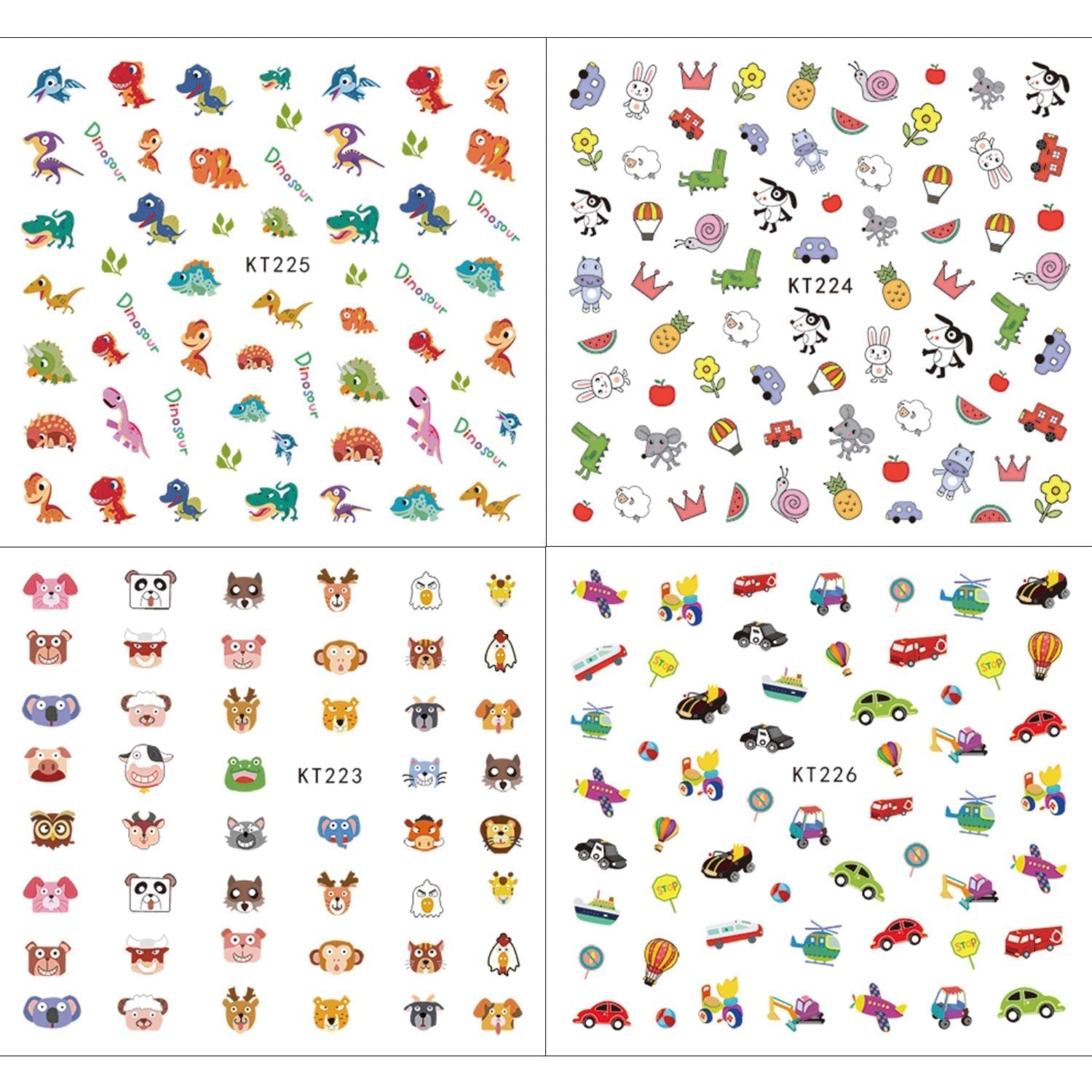 Neglestickers til børn, piger 600+ designs Dyr Frugter Dinosaurer Biler Blomster 3D selvklæbende neglestickers til børn Fødselsdagsfest Te Neglesalon og spa-gave