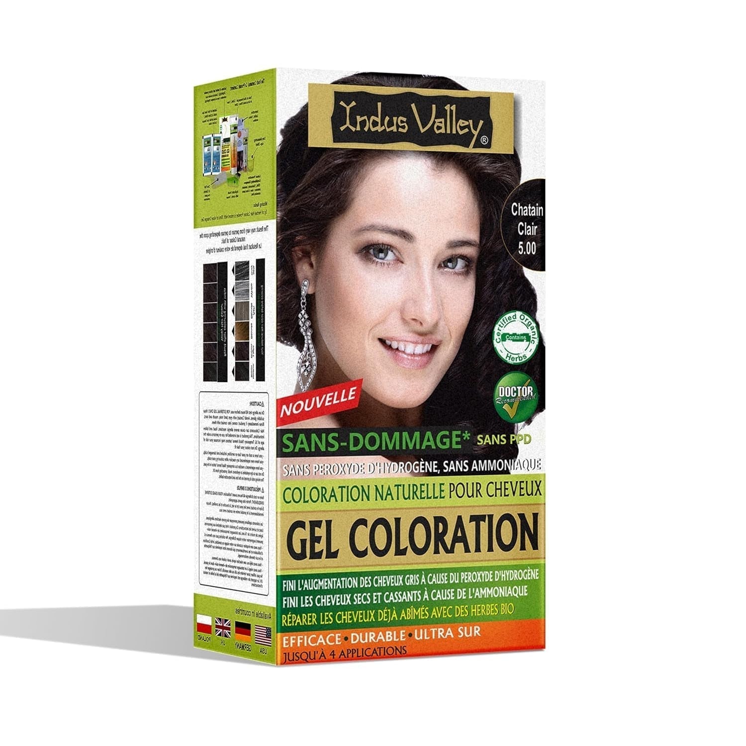 Indus Valley Natural Damage Free Gel Hårfarve | Ammoniakfri, vegansk og grusomhedsfri | Op til 100 % grå dækning, langtidsholdbare resultater | Lys kastanje 5.0 (20 gram + 200 ml) Hårfarve Naty Shop Lysebrun