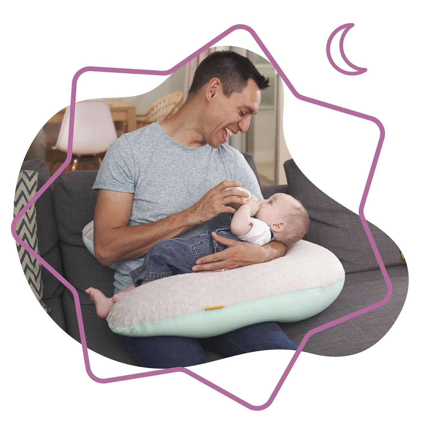 Badabulle Ammepude og luftig graviditetspude, 150 cm, inkluderer betræk, ergonomisk form Tilbehør Mad og Amning Bebe Naty Shop