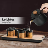 MIAMIO - Japansk/kinesisk tesæt 6 x 100 ml / Asiatisk tekande 620 ml med teinfuser, traditionelt japansk tekandesæt til teelskere/mænd/kvinder (sort)