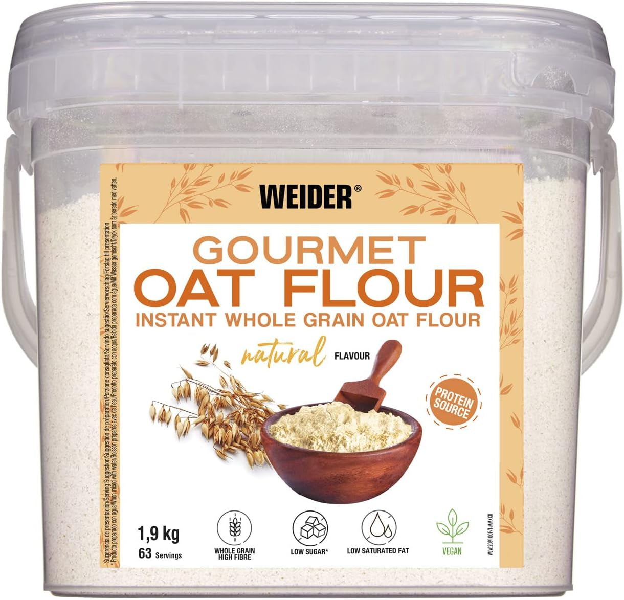 Weider Gourmet Oatmeal (1,9 kg) browniesmag. Fuldkorns havregryn. Proteinkilde med lavt sukkerindhold.