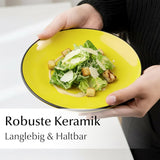 MIAMIO - Sæt med 6 keramiske stentøjstallerkener/middagstallerkener - Le Papillon Collection (farverige, små tallerkener (6x))
