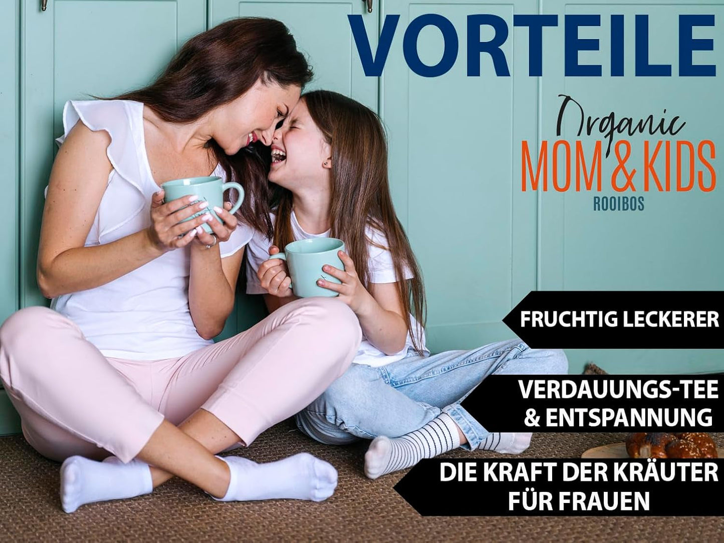 VITSTORM® BIO TEE Mom & Kids - Te til kvinder og ammende - Rooibos, æble, fennikel, citronmelisse, alchemilla, jordbær - Afslappende te - Frugtagtig og lækker - Koffeinfri - Urtete 100 g