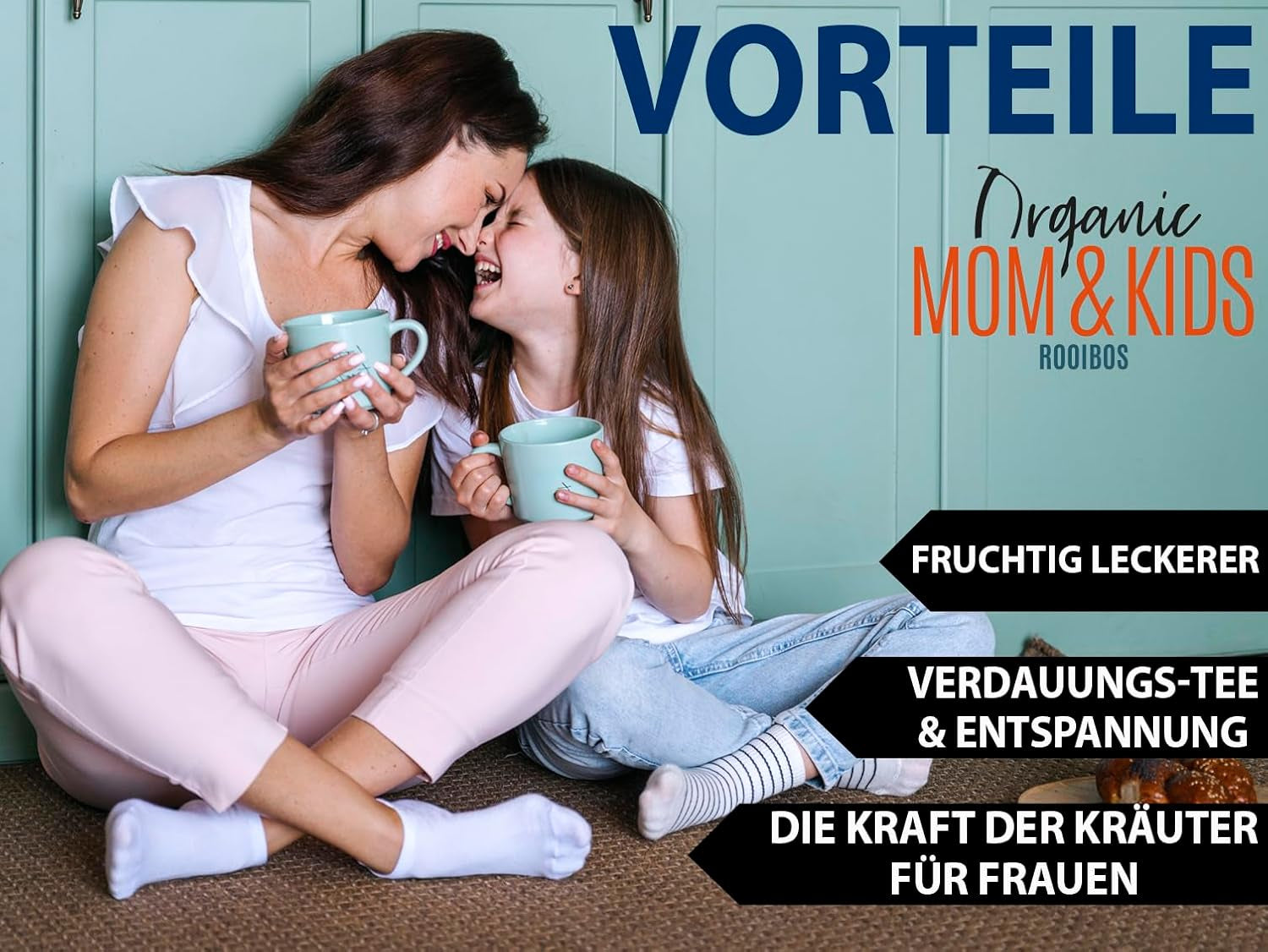VITSTORM® BIO TEE Mom & Kids - Te til kvinder og ammende - Rooibos, æble, fennikel, citronmelisse, alchemilla, jordbær - Afslappende te - Frugtagtig og lækker - Koffeinfri - Urtete 100 g