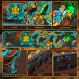 Mytisk drageflisebyggesæt til voksne, 3D Divine Loong Art byggelegetøj med LED-lys og blomster, DIY Dragon Relief Model Kit, kreative gaver og dekorationer (1676 stykker)