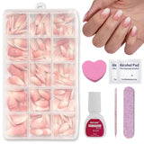 240 stk. Korte falske neglesæt - Korte naturlige kunstige falske negle til lim på - Nude Gradient Kunstige negle til Box Nail Extensions (Nude Gradient)