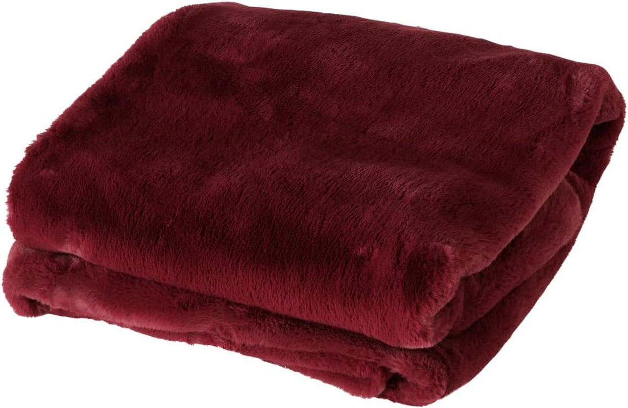 Boltze Storan tæppe (størrelse 150X200 cm, beige farve, behageligt polyestertæppe, ideel til kolde vinteraftener, pelslook) 1015378 BOLTZE Senge og tæpper Mørkerød