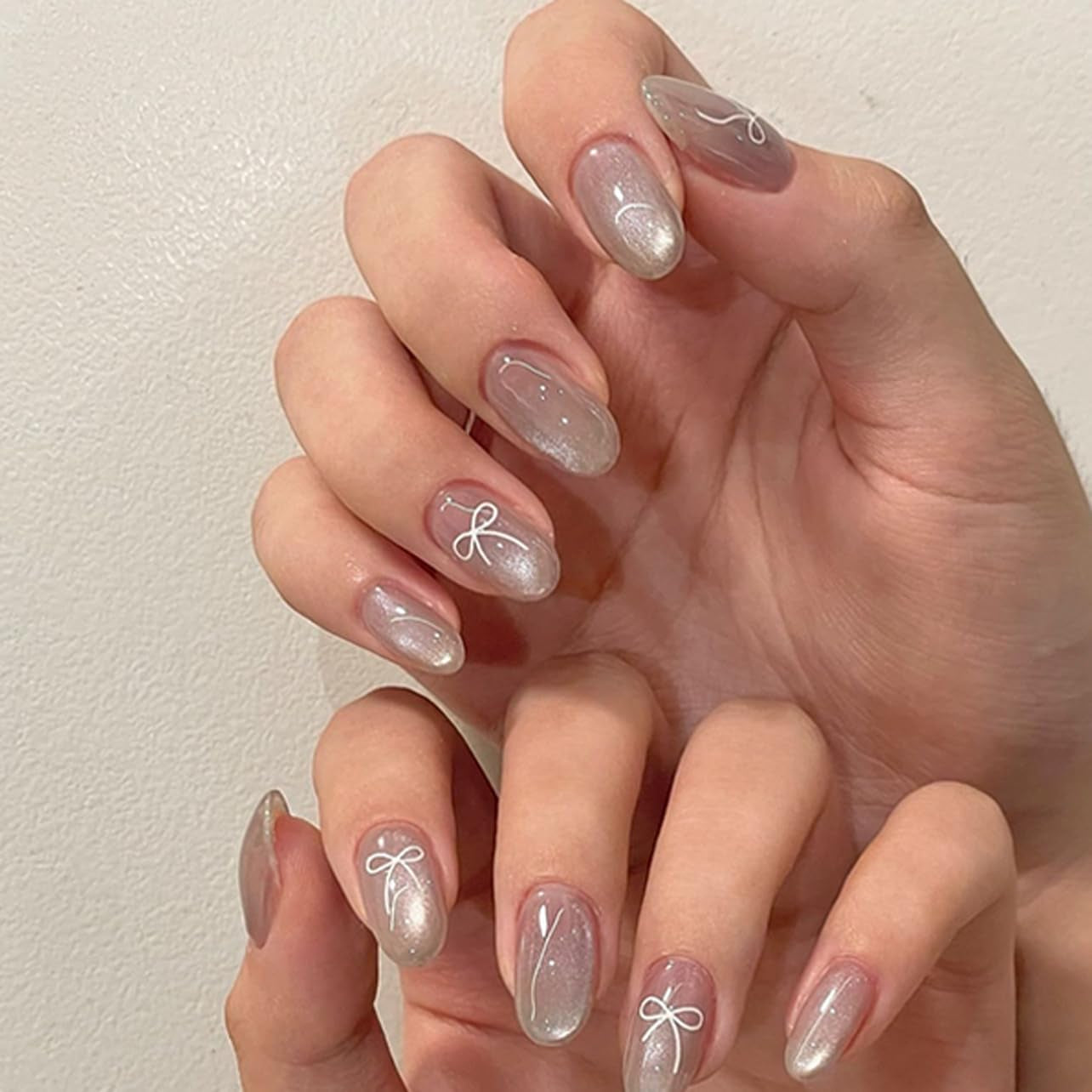 24 stk. Kort tryk på negle guldglitter falske negle lim på rød swirl klæbende neglesæt Akrylnegle Dame Accessories