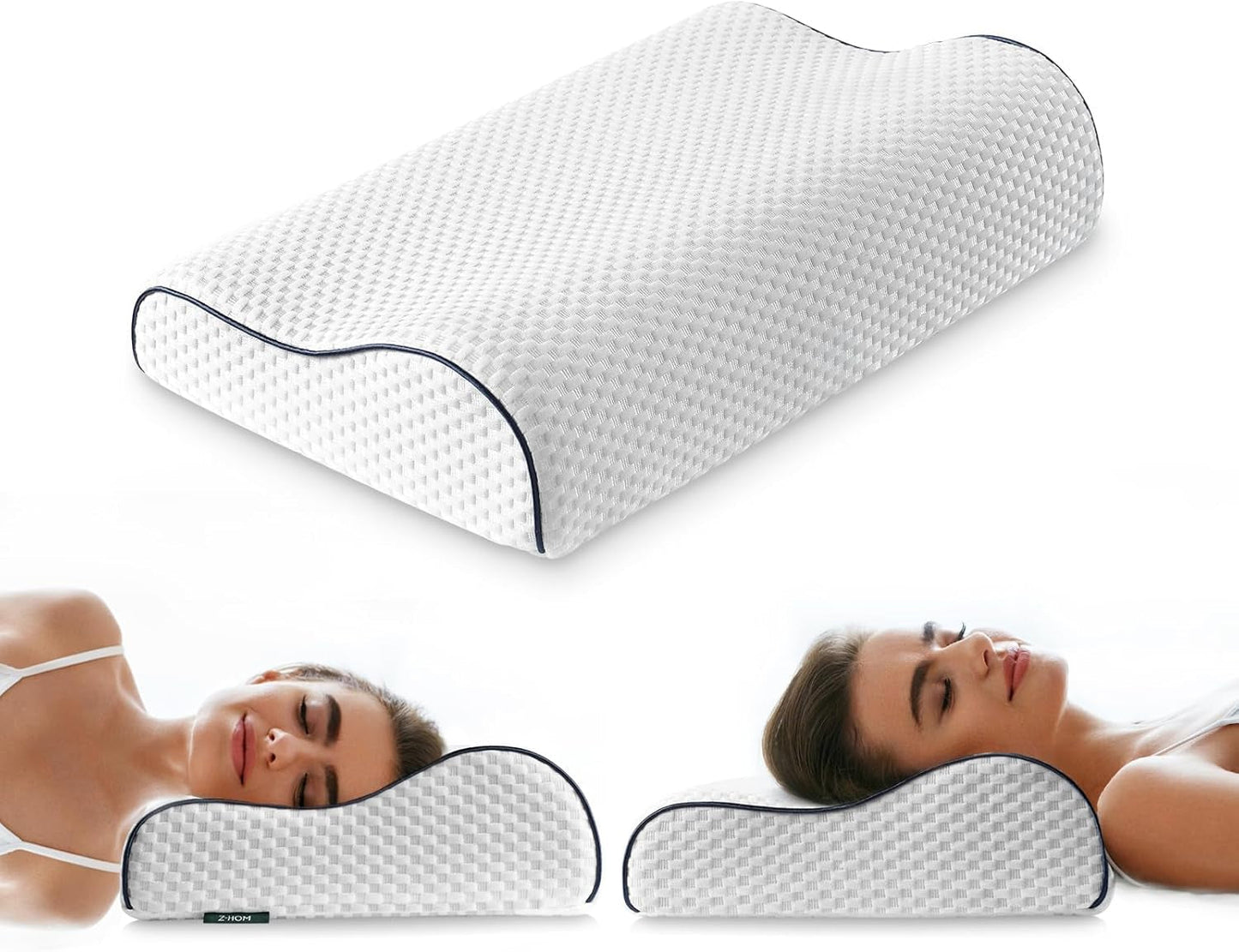 Z-Hom Nakkestøttepude, Memory Foam Pude, Side Sovepude, Ergonomisk Pude, Anti Snorke Pude, Ortopædisk Sovepude, Aftageligt betræk (49 X 30 X 7/10 Cm) Naty Shop Cervikal Ortopædiske Puder 49 X 30 X 7/10 Cm