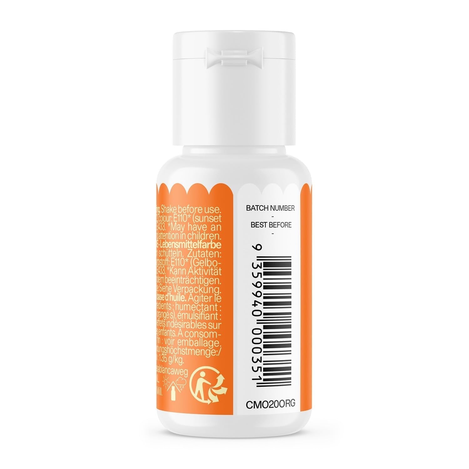 Color Mill orange oliebaseret madfarve - Madfarve til chokolade, fondant, muffins, kager, bagning, makroner - Madfarve til dekoration af kager - 100 ml