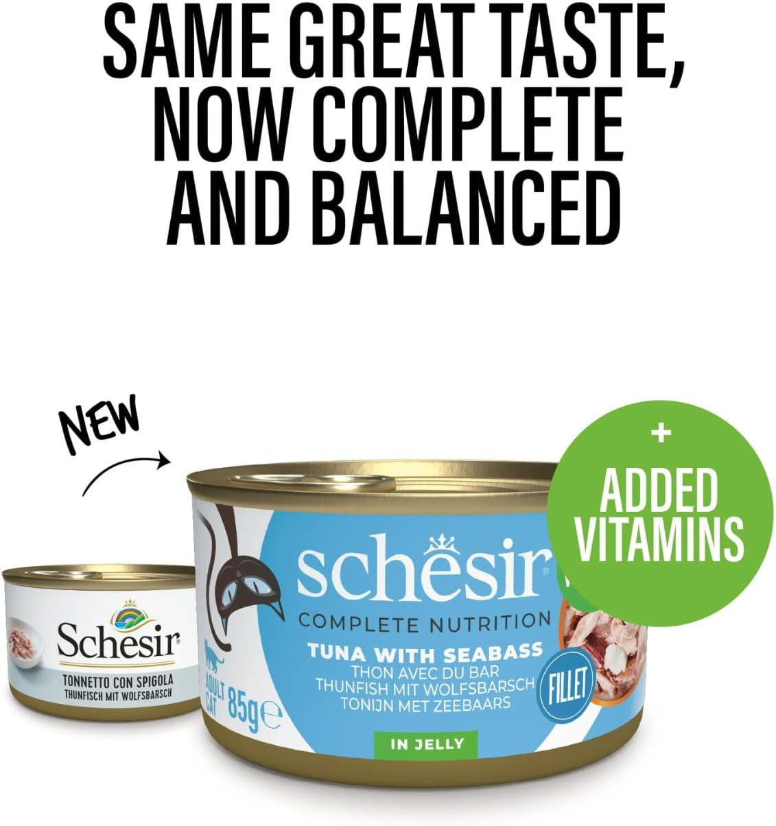 Blåfinnet tun i gelé, komplet våd kattefoder, dåse, med tilsat vitaminer, 100 % naturlig, 6 x 85 g