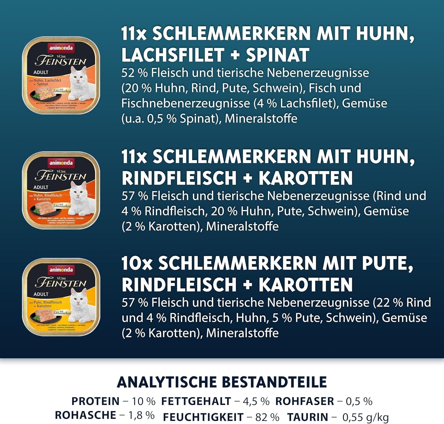 animonda Vom Feinsten Adult Gourmet Variety (32 x 100 g), kornfrit og sukkerfrit vådfoder til voksne katte med en uimodståelig gourmetkerne.