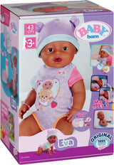 BABY Born Eva - babydukke 43 cm - 10 funktioner inklusive tilbehør og madras - Fungerer fuldt ud uden batterier - Velegnet til børn fra 3 år og derover