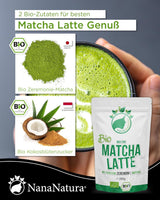 Nananatura'S Bio Matcha Latte Mix med 22% Ceremoniel Grade Green Tea Pulver fra Japan | For en enkel og lækker nydelse af te | Også velegnet til is og kager
