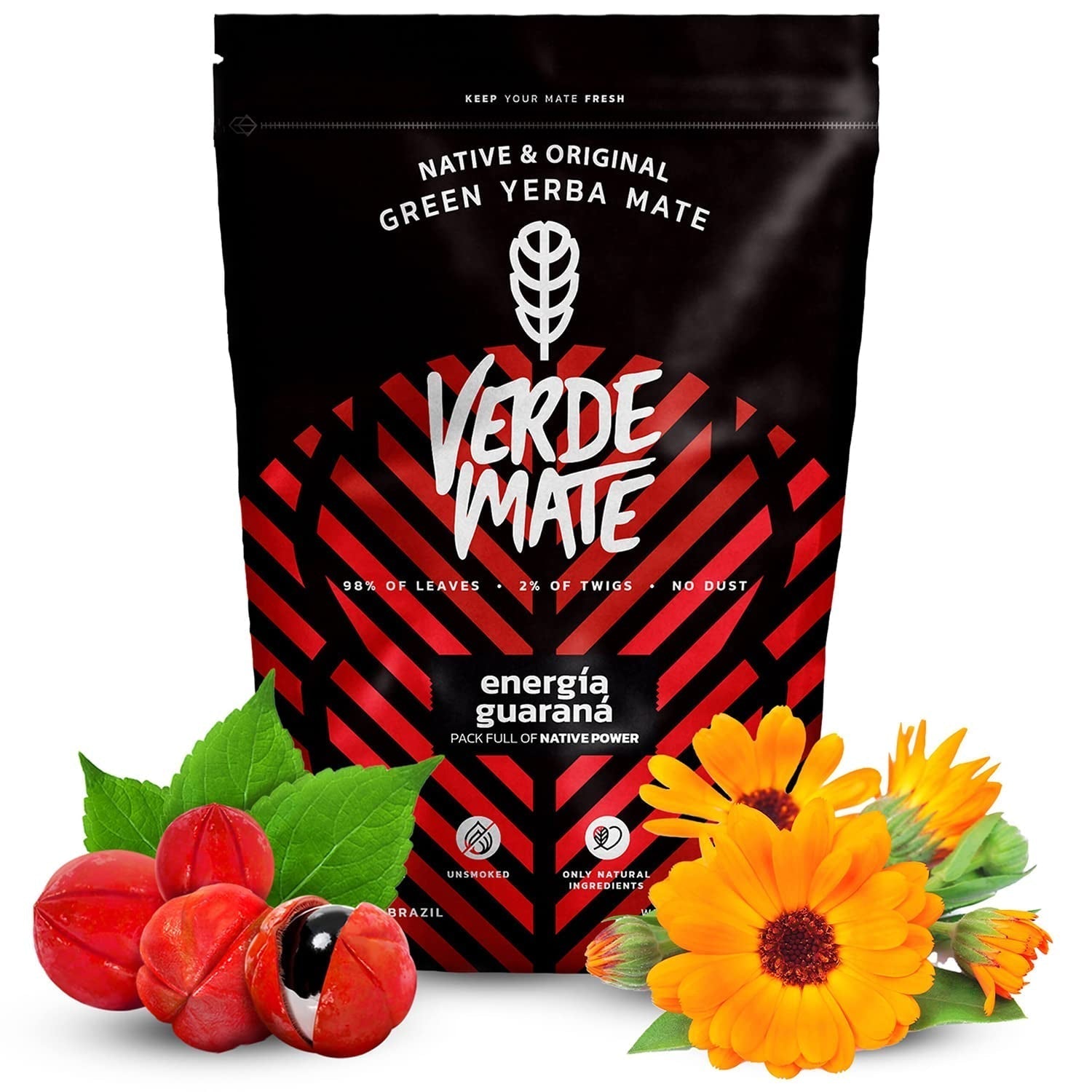 Urte Yerba Mate tesæt | Yerba Mate med urter | Green Mate Green Energy Guarana, Guayusa Jazmin, Sarsaparilla | Brasiliansk grøn Yerba Mate | 3X500G
