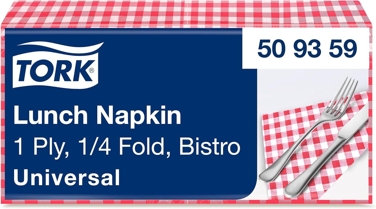 Tork Bistrored frokostserviet, 1/4-fold, 1 lag, 33 cm × 33 cm, 8 × 400 servietter, 509359