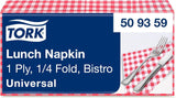Tork Bistrored frokostserviet, 1/4-fold, 1 lag, 33 cm × 33 cm, 8 × 400 servietter, 509359