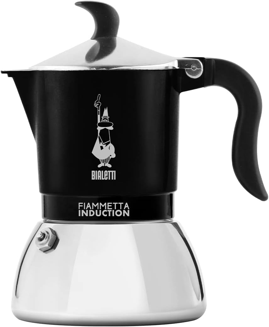 Bialetti Fiammetta induktionskaffemaskine, 2 kopper (100 ml), velegnet til alle typer kogeplader, elegant design, sort