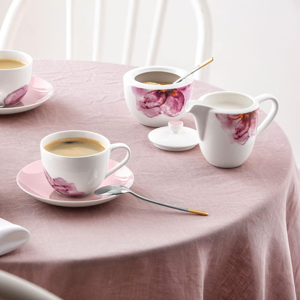 Villeroy & Boch - Rose Garden Milk Krus, 280 ml, Premium Porcelæn, hvid/pink