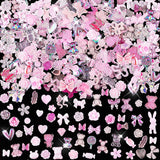 200 stykker Nail Art Charms 3D Nail Art Dekorationssæt Sløjfe Negle Pendant Pink Blandet Sløjfe Blomst Bamse Slikkepind Hjerteform Negle Art Dekoration DIY Craft Negle Design