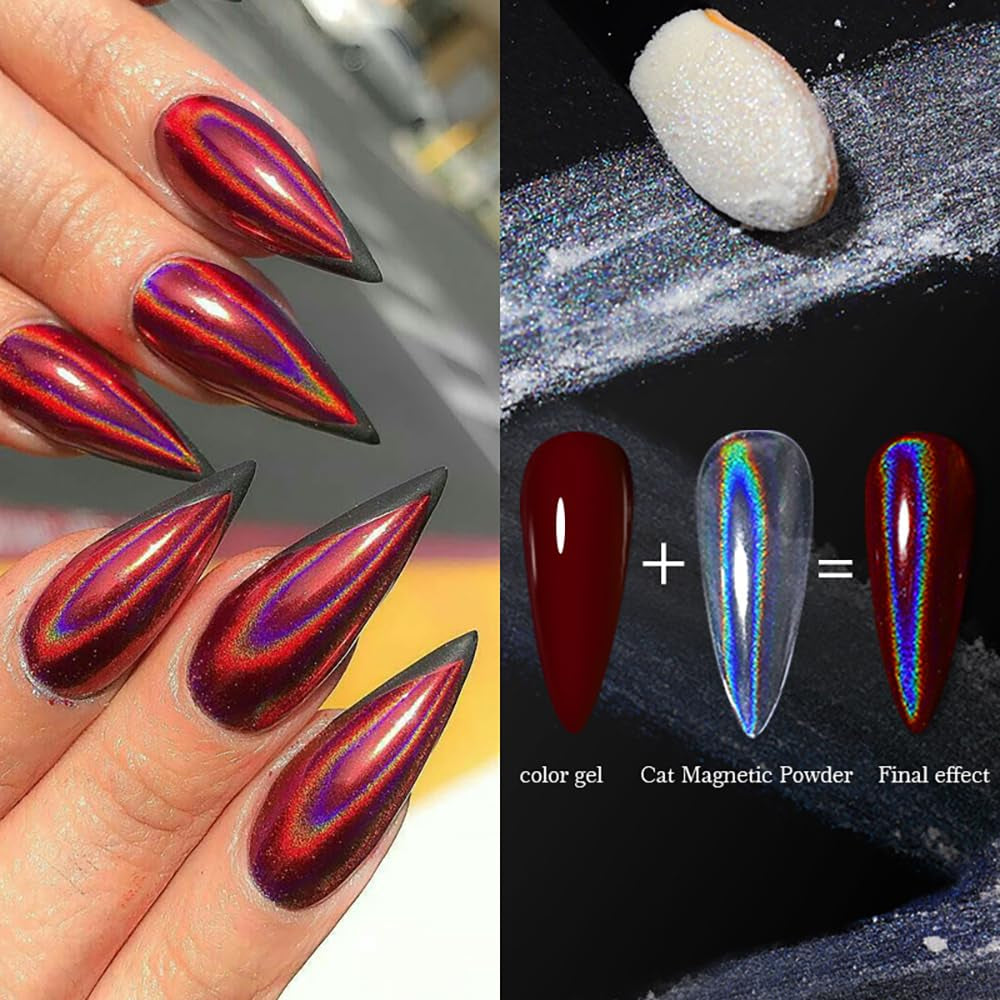 Chrome Nail Powder Aurora Ice Shimmer Chrome Pigment Powder 4 STK Chrome Powder Nägel Nail Art Nageldesign