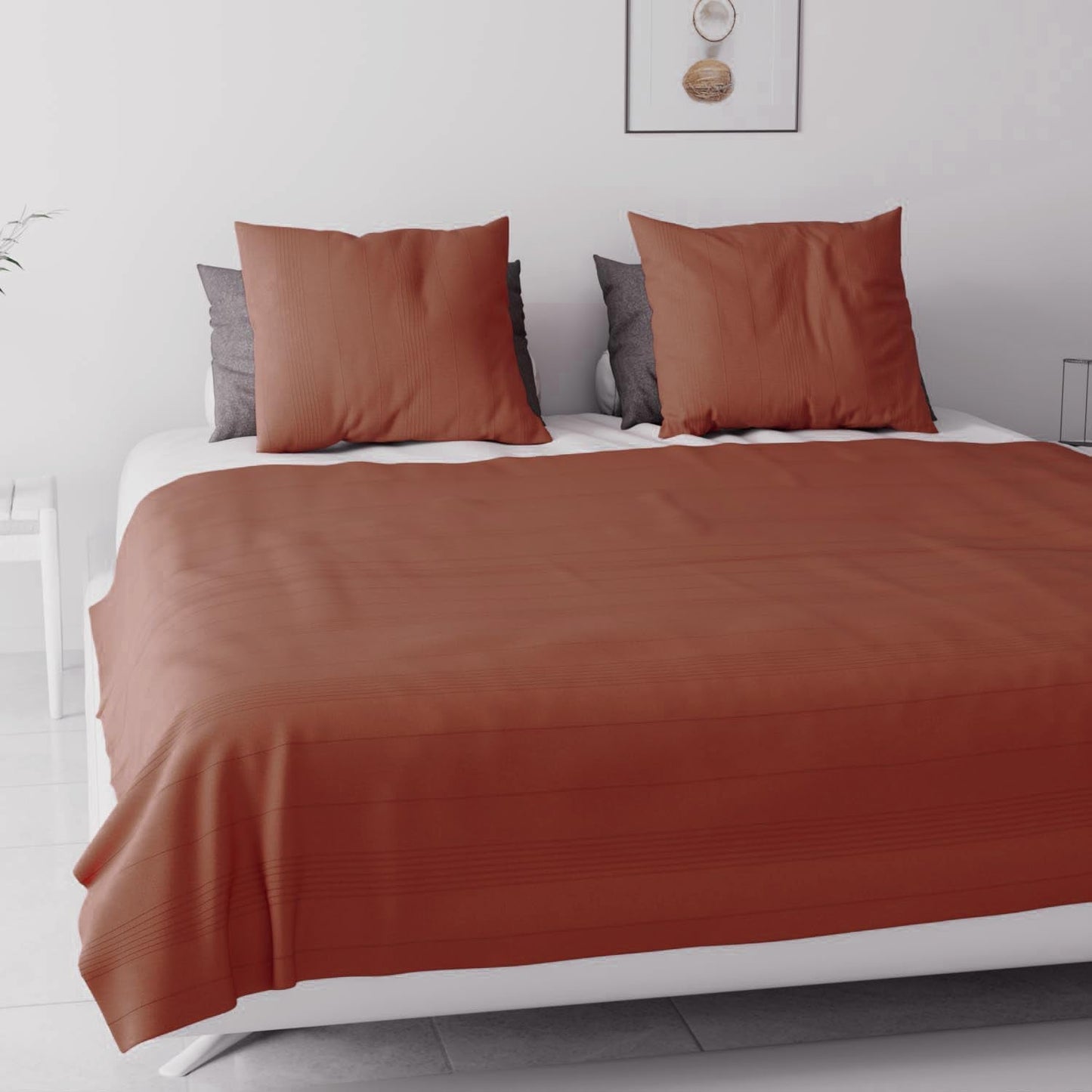 Soleil D'Ocre, Adele, sengetæppe, sofakast, bomuld, murstensrød, 220 X 240 Cm Senge og tæpper Besuche den Soleil d'ocre-Store