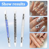 3 Stück Nagel Pinsel Silikon, Nagelkunst Skulptur Stift, Doppel Købfe DIY Maniküre Werkzeug, Strassstein Picker, Gel Schnitzen Pinsel Für Design, Shaping Drawing Carving Nagelfolie