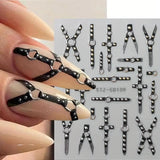 2 STK 5D præget Gothic Punk Nagelsticker, Nagel Sticker Selbstklebend Kreuz Og X-Form Halloween Nagelaufkleber, Nageldesign Tilbehør til Damen Nail Art