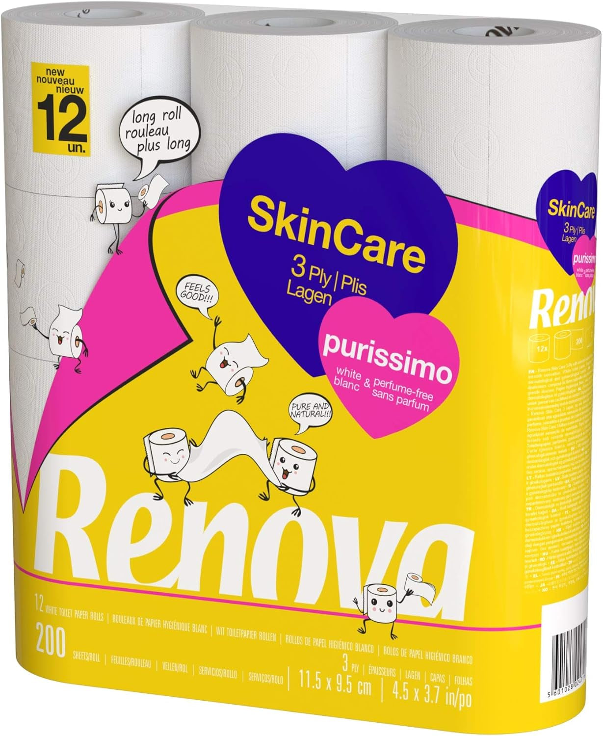 Renova Skincare Purissimo toiletpapir, 12 ruller, hvid