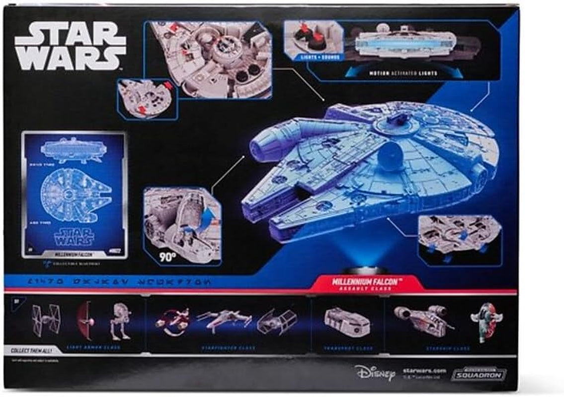 Star Wars Micro Galaxy Squadron SWJ0332 - Millennium Falcon 22,5 cm officielt køretøj med lys, lyd og actionfigurer Naty Shop