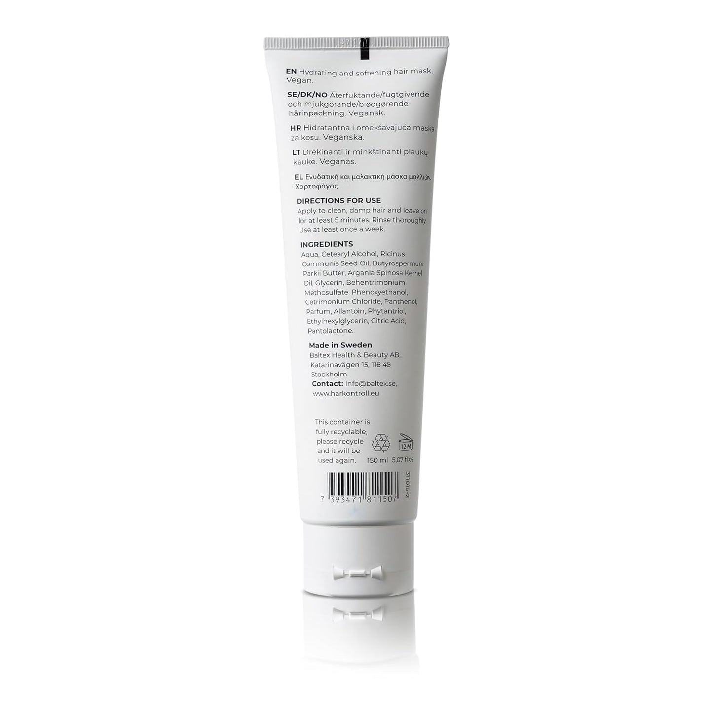 Harkontroll Deep Intense Hydrating Mask, intens fugtgivende hårmaske, 150 ml Hårmaske Naty Shop