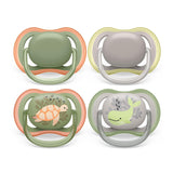 Philips AVENT ultraluftsutter - pakke med 4 BPA-fri, åndbare sutter til babyer 6-18 måneder, inklusive bæretaske og sterilisering, skildpadde/hvalmønster (model SCF085/66)