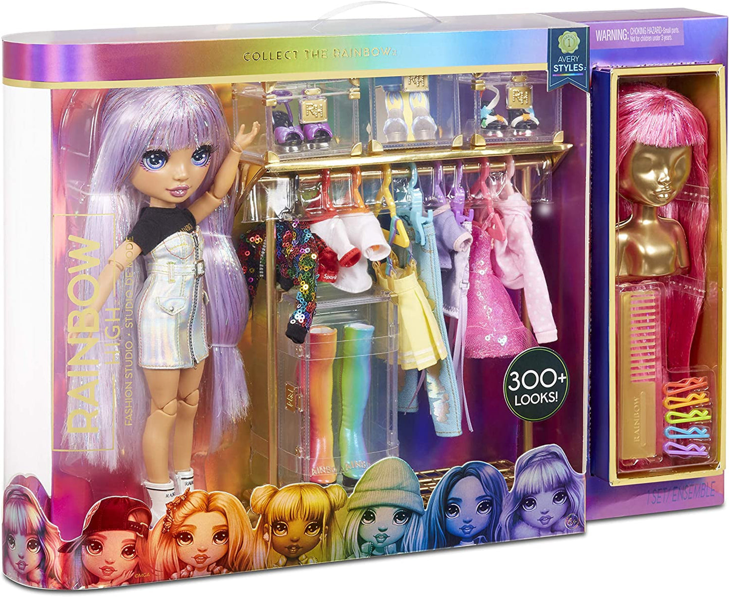 Rainbow High 571049 Fashion Studio - Eksklusiv dukke med tøj, tilbehør og 2 skinnende parykker - Skab over 300 outfits!