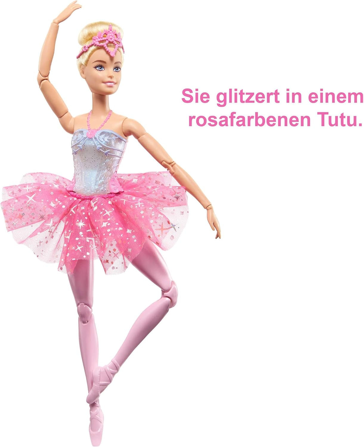 Barbie Dreamtopia Magic Light Ballerina Doll med Pink Tutu og blond hår, 5 lys- og lydeffekter, Movable Barbie, 3 år og opefter, HLC25 Naty Shop Dolls