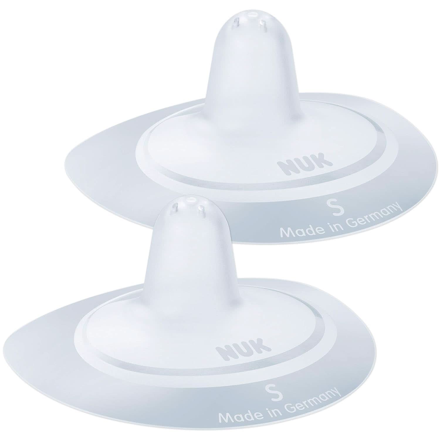 NUK brystvorte skjolde | Amning brystvorteskjolde | Beskytter mod ømme brystvorter | Tynd silikone | Størrelse S (16Mm) | 2 stk Babymad og ammetilbehør Naty Shop