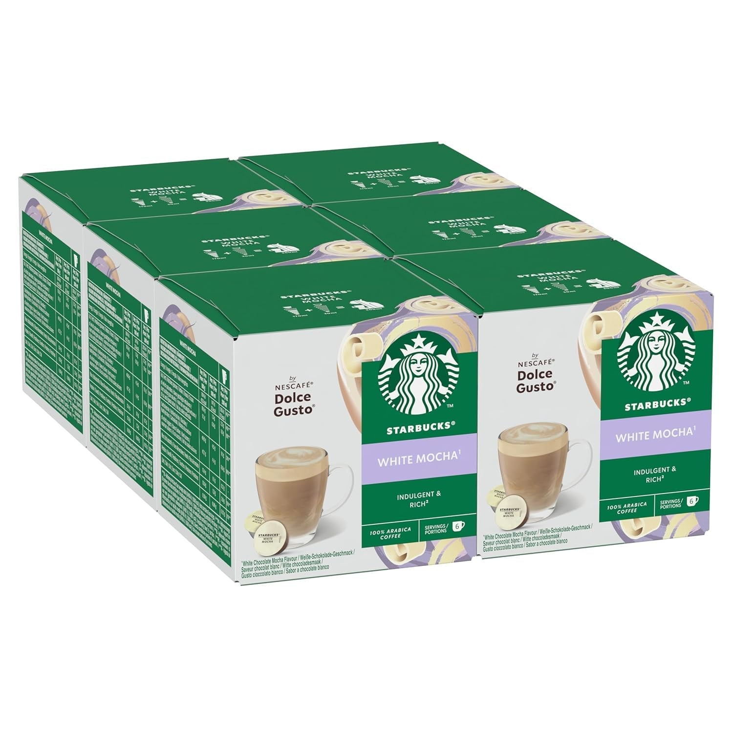 STARBUCKS White Mocha fra Nescafé Dolce Gusto Kaffeekapseln 6 x 12 (72 Kapseln)