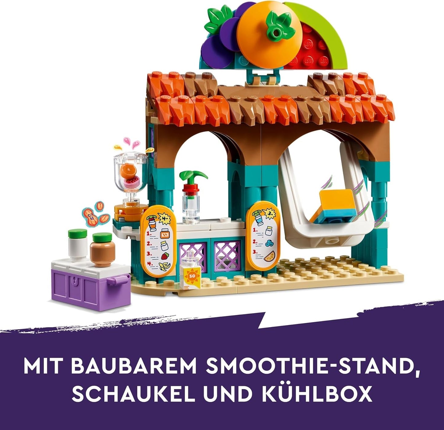 LEGO Friends Smoothie Stand At The Beach Rollespil Legesæt Gaveidé til piger og drenge 6 år med legefigurer Skildpadde og tilbehør Socialt udviklingslegetøj 42625 Byggesæt Besuche den LEGO-Store