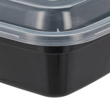 Relaxdays Meal Prep Boxes, Sæt med 10, 2 rum, Mikrobølgeresistent, 800ml, Plast Mad Box med Låg, Sorte Mad Opbevaringsbokse Naty Shop