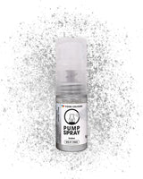 Spiselig glitter madspray NY SØLVSKIMMERENDE 5G pumpe med metallisk pulver til hurtig og effektiv dekoration af kager, cremer, geléer, praliner, chokolade og sukkerpynt