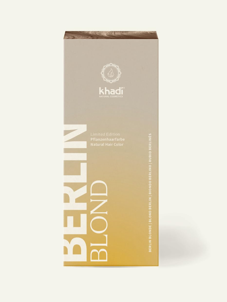 khadi BERLIN BLOND vegetabilsk hårfarve - farver hår i en kølig grå-blond nuance - naturlig hårfarve 100% vegetabilsk, naturlig og vegansk - 100g Hårfarve Naty Shop Standard titel