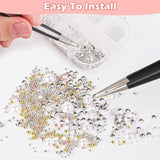 2 Boxen Nail Art Strasssteine, Mit Pincet Nägel Flatback Perlen Nail Charms Mit Kristallen Nagelzubehör Diamanten Edelstahl-Perlen Für Nagelschmuck