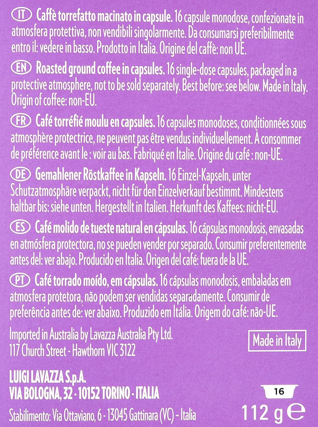 Lavazza A Modo Mio Espresso Soave, 1 x 16 kapsler (1 x 112 g)