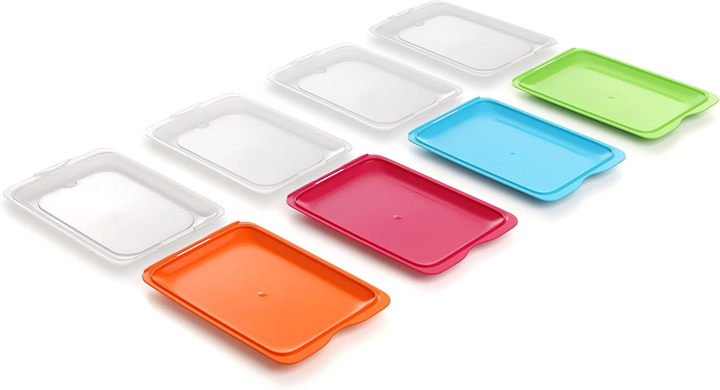 TATAY Fresh Slicer Box Sæt med 4, BPA fri, genanvendelig, stabelbar, opvaskemaskine & MWO, tilfældige farver. Måler 17 cm x 3,2 cm x 25,2 cm Naty Shop madopbevaringsbokse