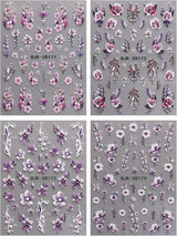 JMEOWIO 3D Nagelsticker Blumen Nail Art Sticker Selbstklebend Nagelaufkleber 5D Stereoskopisk Frühling Sommer Dekoration Nageldesign Zubehör 4 Blatt