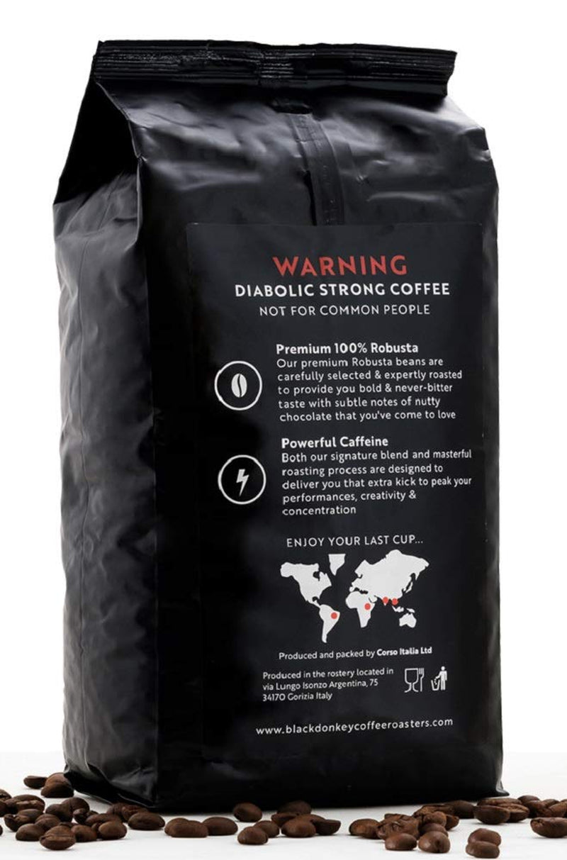 DJÆVELSTEG | Kaffebønner 1KG | Ekstremt stærk kaffe | Kaffe med højt koffeinindhold | Premium robusta fra