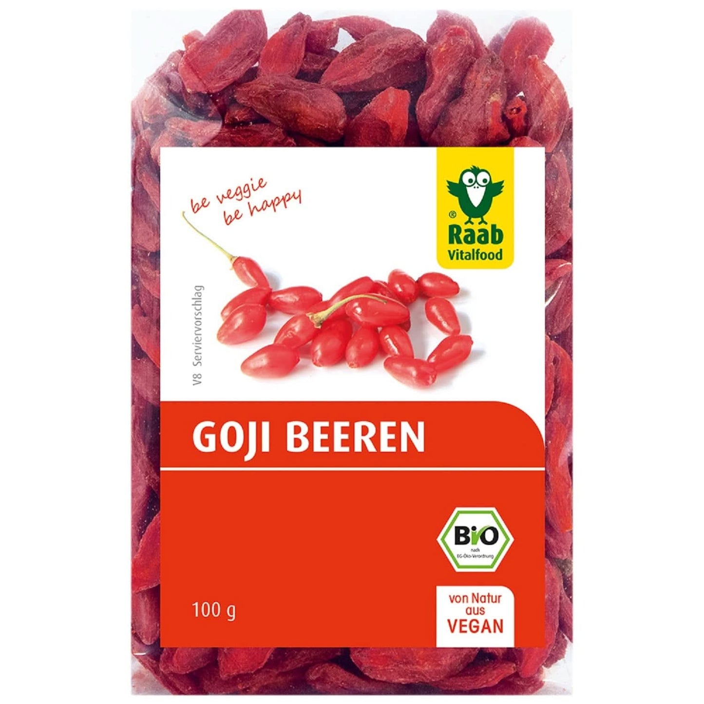 Raab Vitalfood Økologiske Gojibær, premium kvalitet, 500 gram Naty Shop dehydrerede produkter 100 gram